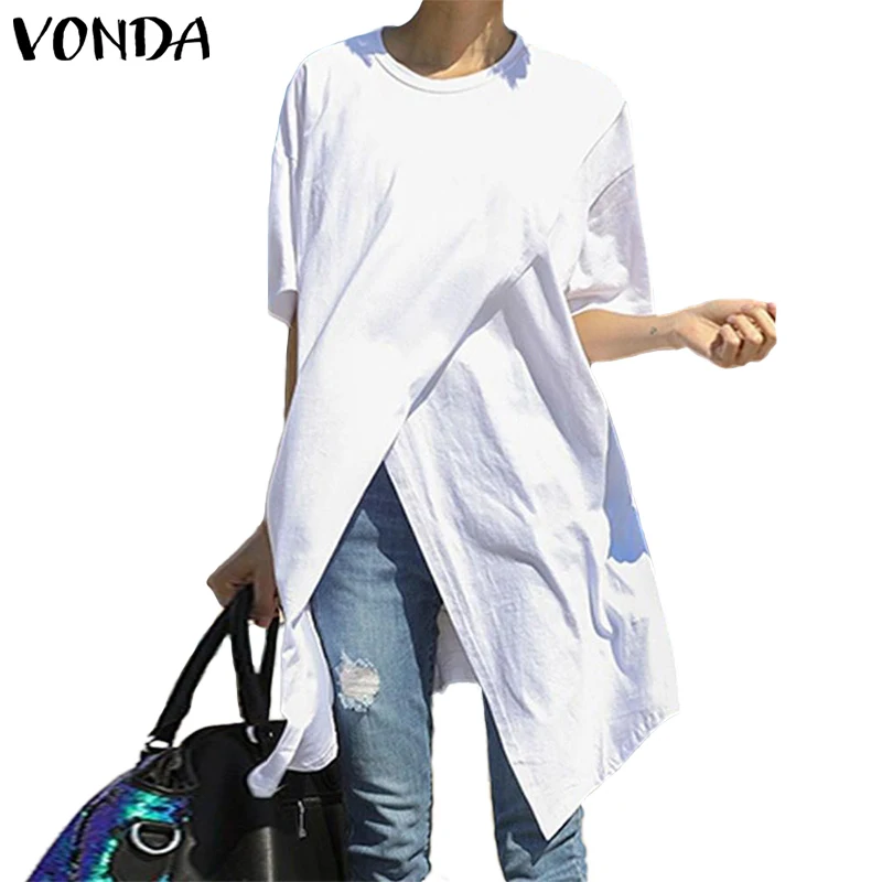 Белый VONDA летние блузки для беременных, сексуальные рубашки с коротким рукавом и круглым вырезом, повседневные богемные белые топы, Блузы туники для беременных - Цвет: Белый