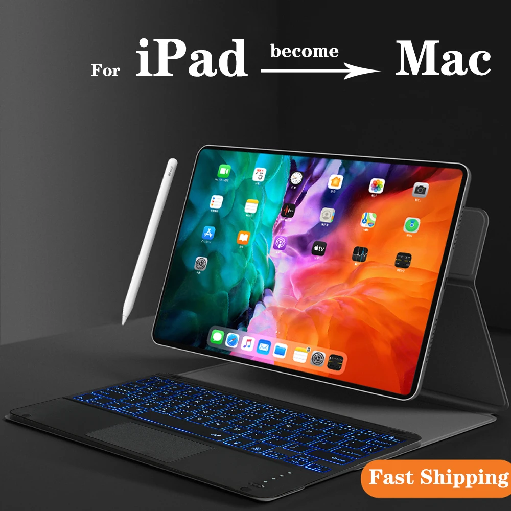 

Magic Keyboard For iPad Air 4 Case Keyboard iPad Pro 2021 2020 2018 11 Case Azery Russian Spanish Arabic Keyboard Magnetic Cover