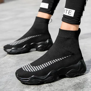 

Brand New Autumn Thick Bottom Socks Sneakers for Men Couple High-Top Casual Shoes Breathable Light Comfort Men Walking Sneakers