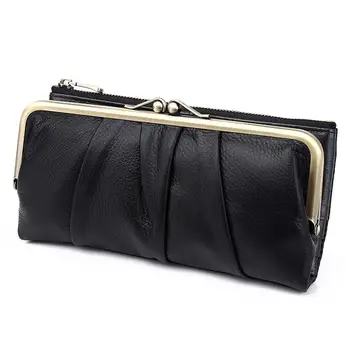 

2020 Genuine Leather Women Wallet Long Clip Women Purse Clutch Brand Designer Cow Leather Ladies Wallet Female Phone Purse