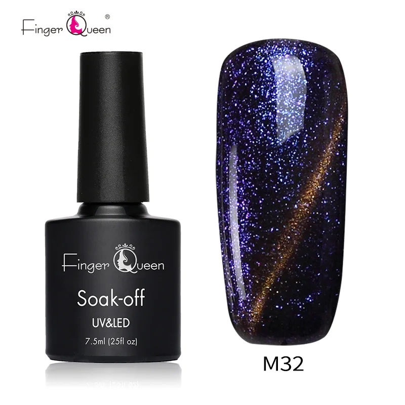 M32 Fingerqueen 7,5 мл кошачий глаз долговечный гель для ногтей Магнитный замачиваемый Светодиодный УФ-гель для ногтей Магнитный 48 цветов Гель-лак - Цвет: M32