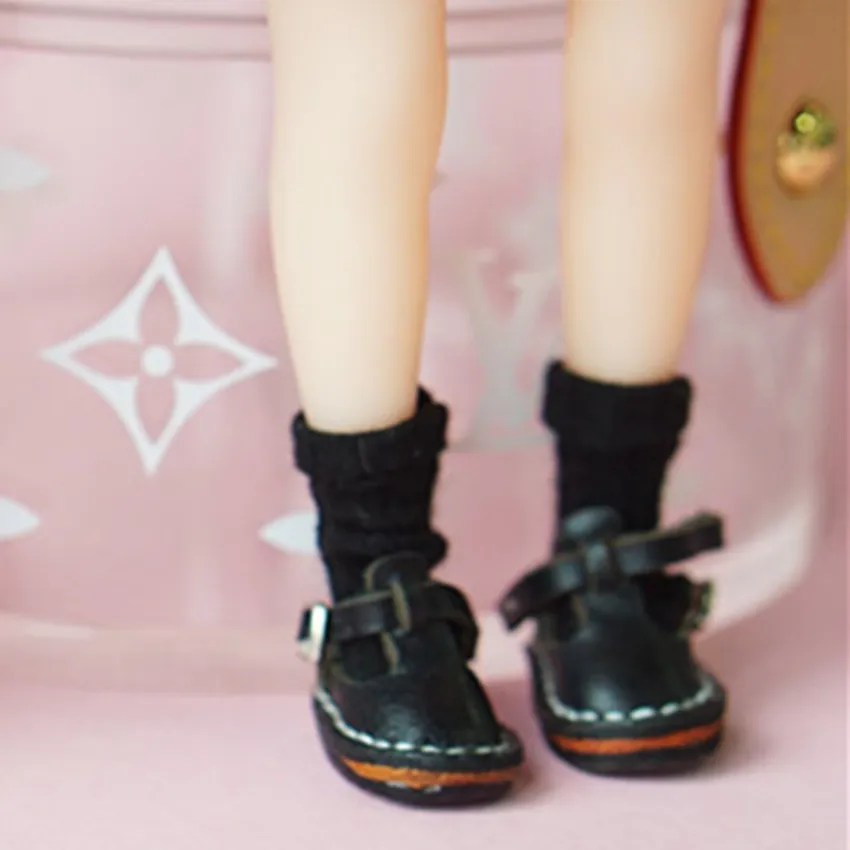 1 пара модных носков для OB11 1/6 Blyth Doll Obitsu 11 Holala 1/12 BJD короткие носки для кукол аксессуары для обуви - Цвет: Черный