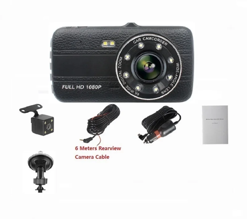 4 дюймов ips DVR видеорегистратор камера Full HD видео рекордер регистратор Авто двойная камера s для автомобилей Dashcam автомобиль черный видеорегистратор коробка - Название цвета: JL14-6M RCC