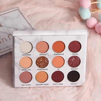 

12Color Marble Eyeshadow Palette Waterproof Non-stick Cup Easy To Color Shimmer Matte Eye Shadow Powder Makeup Beauty