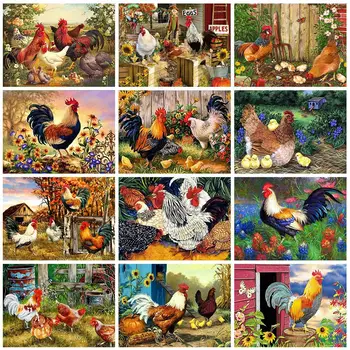 

Modern DIY Oil Painting By Numbers Chicken Coloring By Numbers Animals Hand Painted Canvas Wall Picture Art Home Decoration Gift