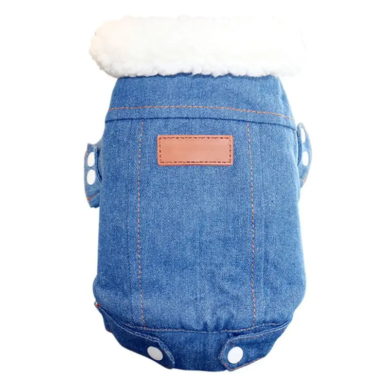 Dark Blue Щенок зимняя одежда мода ковбой двойной слой утолщение теплый холодную погоду куртка для домашних собак кошек - Цвет: Dark Blue