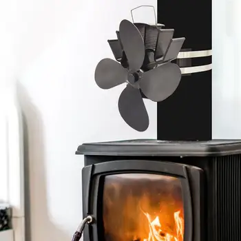 

4 Blades Heat Powered Stove Fan Log Wood Burner Ecofan Quiet Black Home Fireplace Fan Efficient Heat Distribution