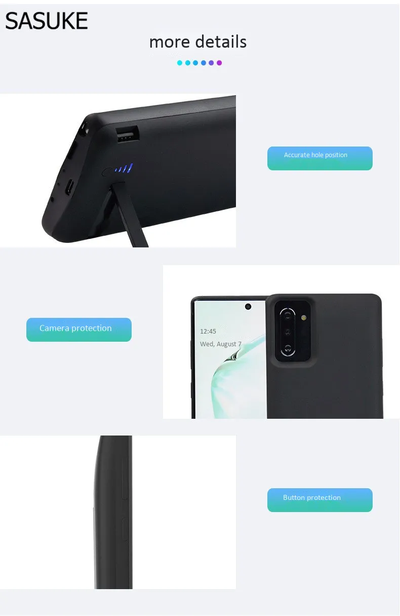 5000 мА/ч 6000 мА/ч чехол для зарядки аккумулятора для samsung Galaxy Note 10 Pro Полное покрытие внешний аккумулятор чехол с подставкой для Galaxy Note 10
