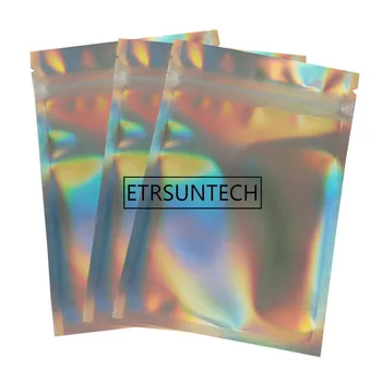 

3000pcs 4 Size PET Laser Film Packaging Bag Gift Aluminum Foil Zipper bag Compound Self-sealing Bag Cosmetics Bag wholesale