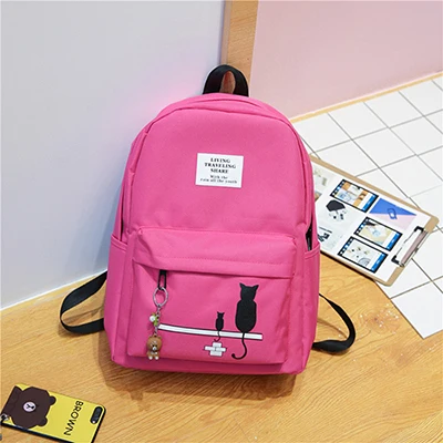 Pink Рюкзак для студентов с рисунком котенка, женский модный повседневный рюкзак для путешествий, школьный рюкзак с принтом для подростков - Цвет: Pink