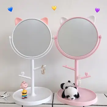 

Cute Makeup Mirror Dressing Table Cosmetic Mirror Portable Beauty Makeup Tools Accessories Vanity Mirror With Stand For Desktop