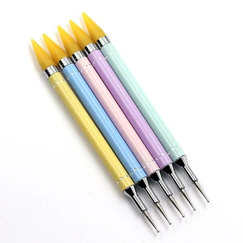 

1pcs Wax Dotting Pen Dual-ended Pencils Rhinestone Picker Nail Tools Steel Rhinestone Handle Nail Art Dotting Durable
