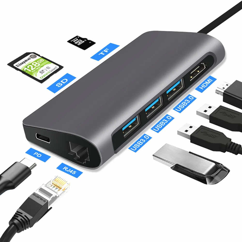 Type c usb-хаб Thunderbolt 3 док-станция PD 100W Концентратор type C-HDMI 4K RJ45 для MacBook samsung Dex S10 8 9 huawei P30 Pro разветвитель