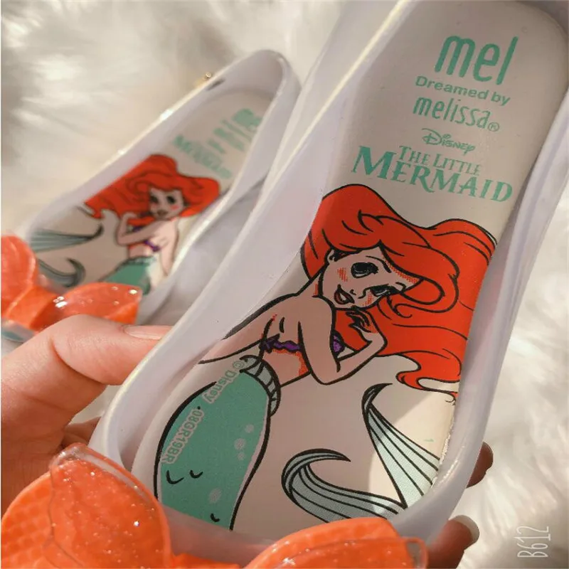 Mini Melissa/Новинка года; оригинальные прозрачные сандалии для девочек; детские сандалии с бантом; детская пляжная обувь; нескользящая обувь для малышей