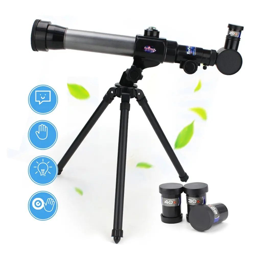 Refractive Astronomical Telescope with Tripod Adjustable Lever 40X Zoom Refractor Monocular Scope E