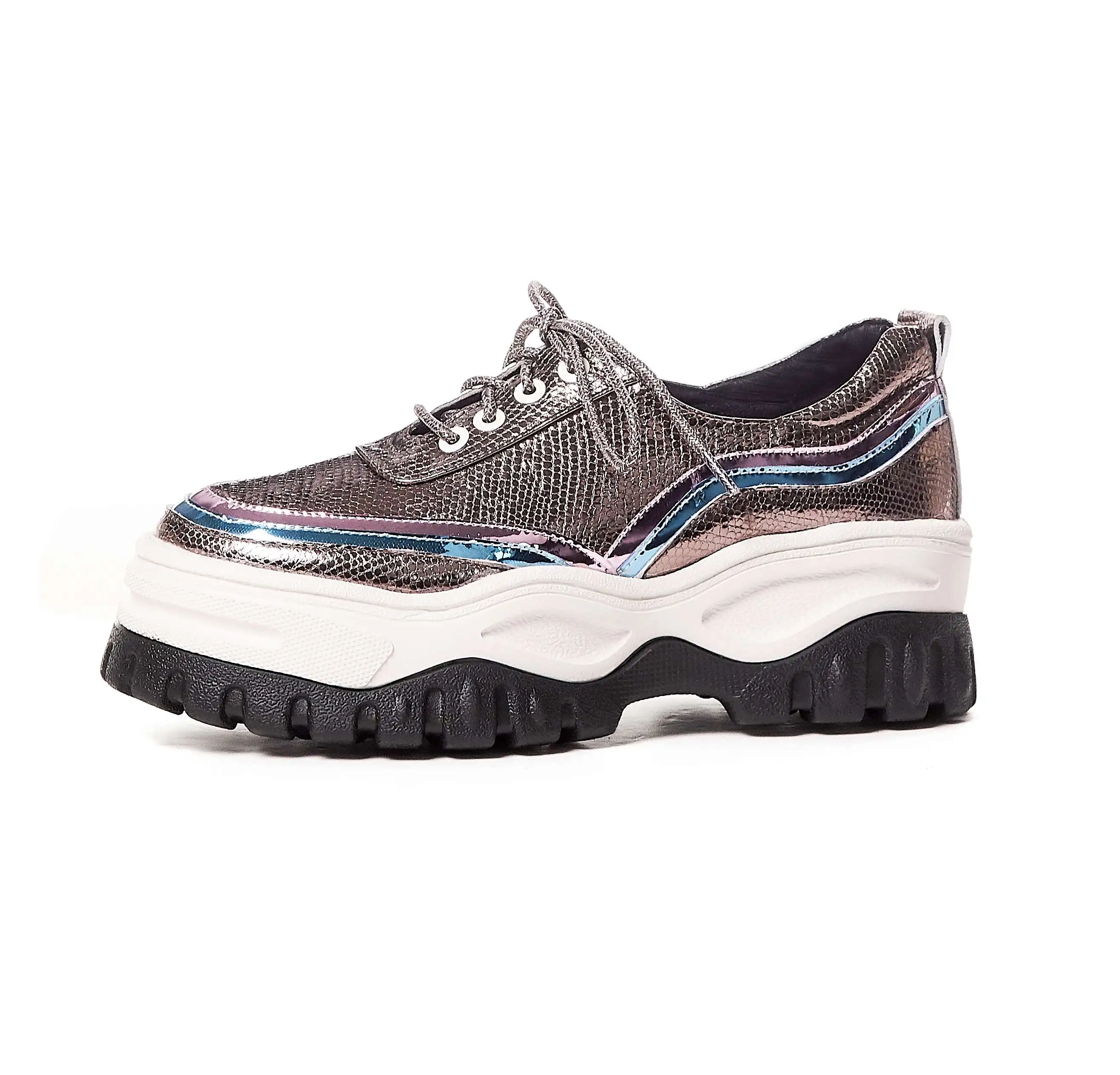 sheep leather platform rivets lace up sneakers round toe hiking thick bottom non-slip leisure vulcanized shoes L21