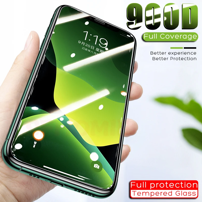 

900D Tempered Glass on The For iPhone 11 Pro 7 XS Max Full Cover Screen Protector For iPhone 7 6 8 Plus X XR 11 Protective Glass