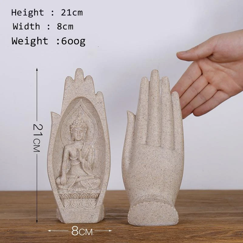 Статуя Будды, 2 шт., украшение для дома, аксессуары, скульптуры для рук, Буда, Estatua, статуэтка монаха, Boeddha Tiki Escultura Ganesha - Цвет: Beige