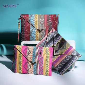 

Retro Boho Women Envelope Clutch Bag Female Casual Square Ethnic Style Casual Purse Tote Handbag