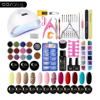 

COSCELIA UV LED Lamp Polish Nail Kit Nail Extension Set Gel Nail Art Manicure Tools Set Nail Builder Gel All For Manicure Set