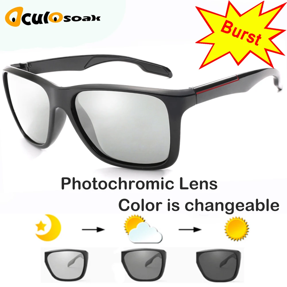 

DD 2019 Photochromic Polarized Sunglasses Men Car Driving Goggles Chameleon Sunglass Male HD Discoloration Glasses B1037