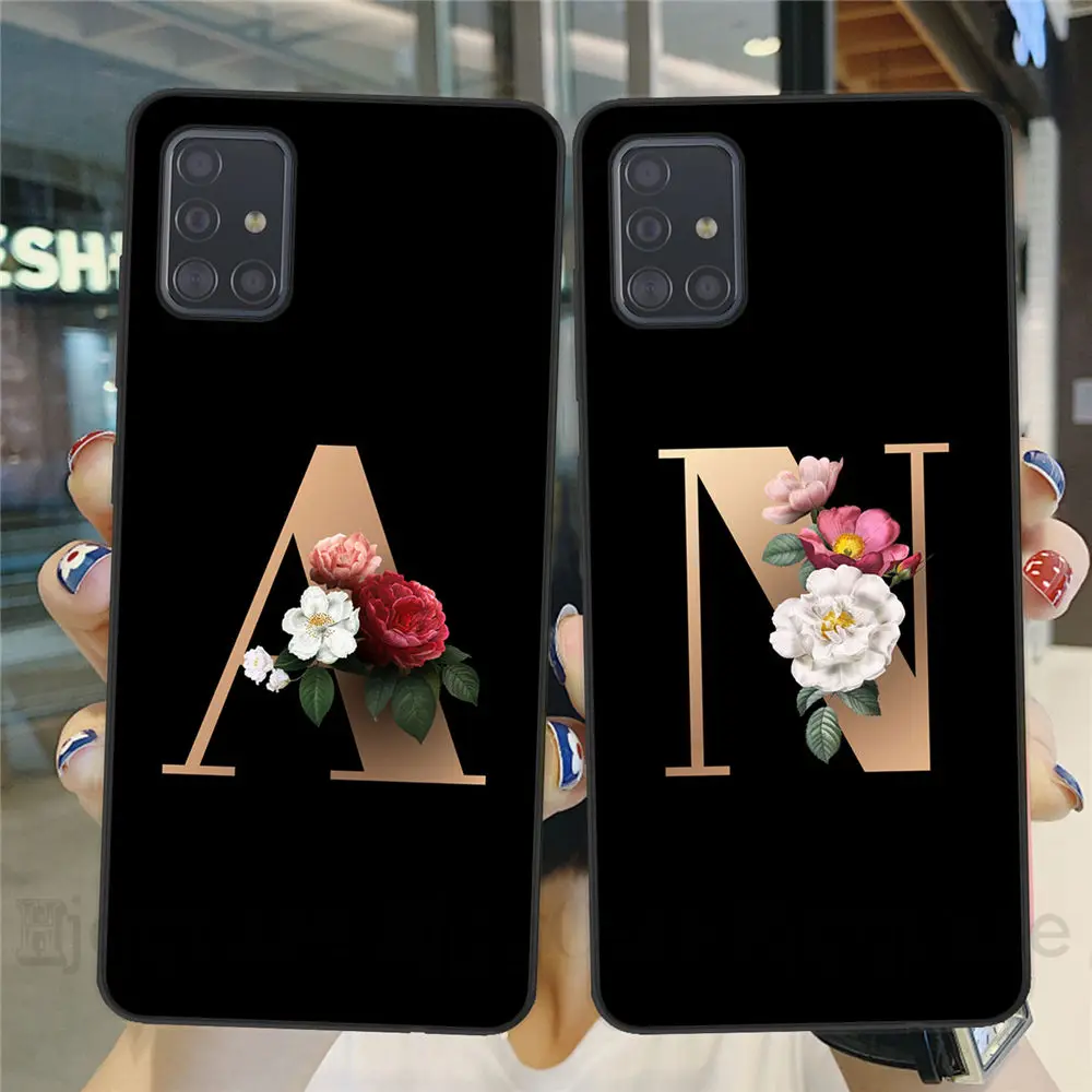 

Custom name Letter Monogram flower Matte Soft Phone Case For Samsung Galaxy A51 A71 A10 A20 A30 A40 A50 A70 A750 A9 Back Cover