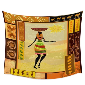 

African Girl Ethnic Wall Hanging Tapestries Bedspread Tapestry Blanket Sheet Towel Scarf Throw Decorative Furniture Watching Tv