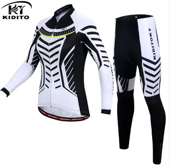 Белый Cycling jersey set women Roupa Maillot ciclismo road Bike Anti-UV Cycling clothing autumn long sleeve jersey sets triathlon suit - Цвет: Белый