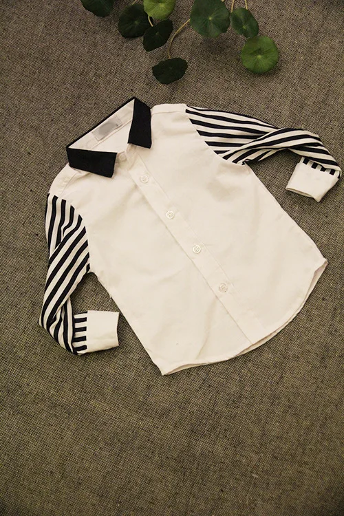 Плотная Вельветовая рубашка с длинными рукавами для мальчиков; коллекция года; сезон осень-зима; детская рубашка в полоску с вышитыми рукавами; A8960