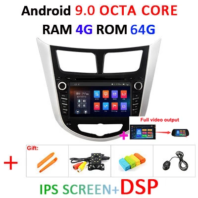 4G 64G IPS DSP FULL 4G+ 64G 8 CORE 2 Din Android 9,0 автомобильный dvd мультимедийный плеер gps для hyundai Solaris Verna Accent 2010- автомобильный Радио obd2 dvr wifi - Цвет: 4G 64G IPS DSP FULL