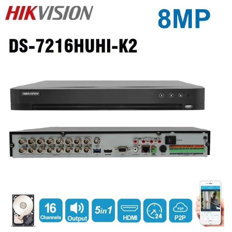 Сеть Hikvision 16 каналов DVR видеонаблюдения с 9 шт. 5MP камера ночного видения CCTV системы безопасности наборы