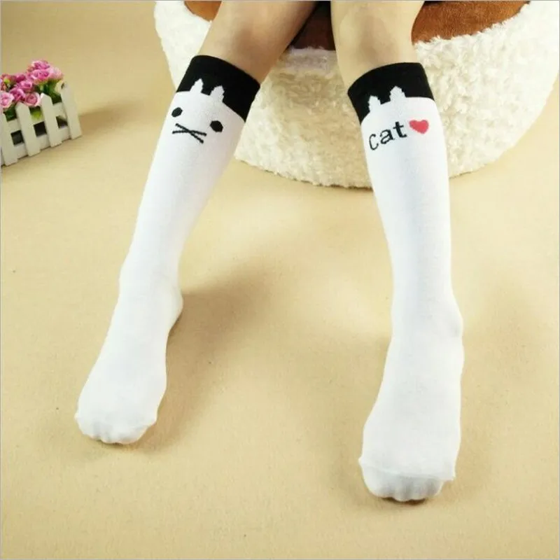 Детские носки для девочек мягкие хлопковые От 2 до 12 лет гетры Гольфы с рисунками животных детские носки для танцев теплые носки для танцев - Цвет: Cat-1