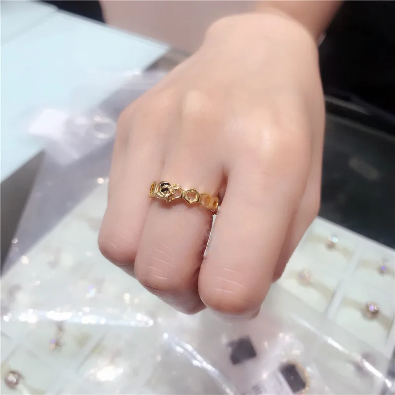 

925 sterling silver rings for women Limited Edition Honeybee Ring, Shine & Black Enamel Europe lady Jewellery Factory wholesale