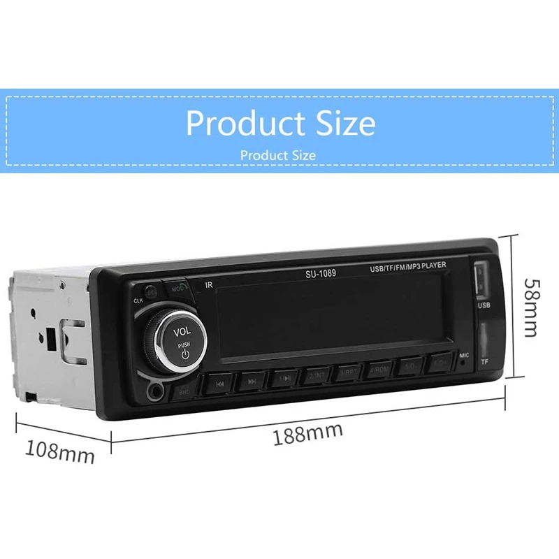 12V автомобиль радио Bluetooth стерео Mp3 плеер Fm Радио Вход Aux Usb автомобильное радио плеер Su-1089