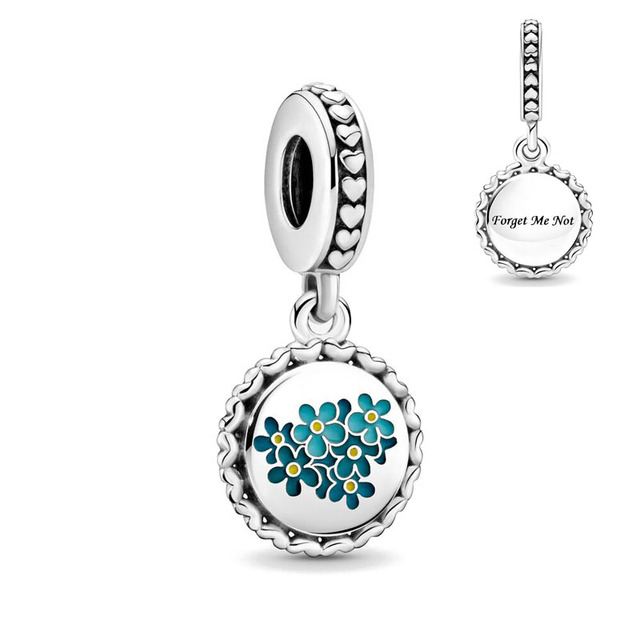 European MY Pet Dog Cat Forget-Me-Not Flower DIY Fine Beads Fit Original  Charms Silver 925 Bracelet Jewelry F040