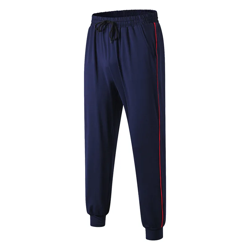 Navy-Red Line-pants Мужские наборы для бега, мужская спортивная одежда с капюшоном, Мужской осенне-зимний костюм для бега, спортивный костюм из 2 предметов, спортивные худи, толстовка, штаны - Color: Navy-Red Line-pants
