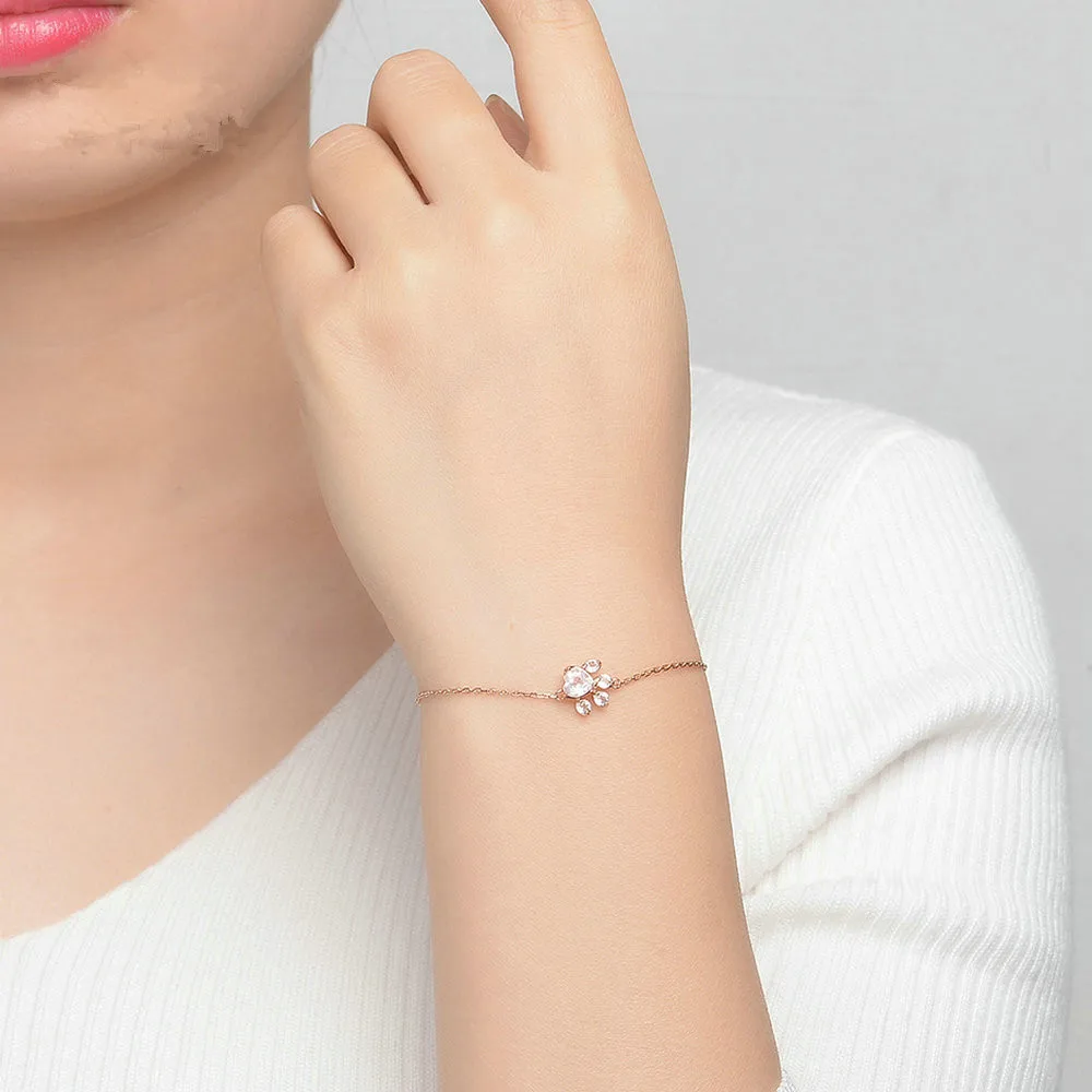 Женский браслет с медвежьей лапой Moonmory из настоящего серебра 925 пробы цвета