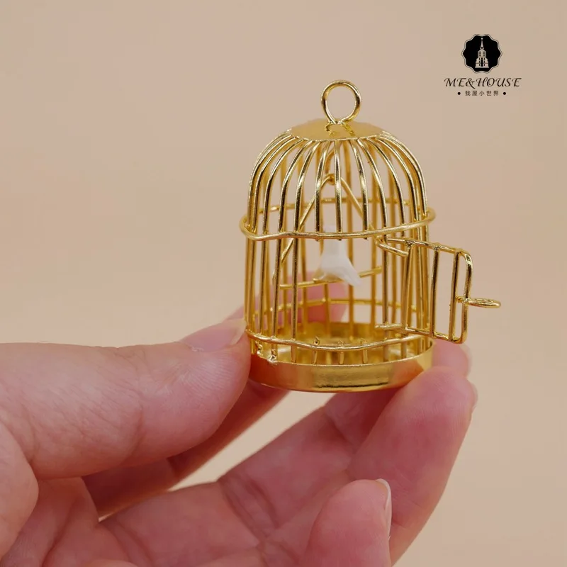 1:12 Кукольный дом игровой дом подарок Детская игрушка металлический скворечник золотой и белый