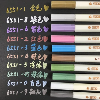 

10 colour STA Metallic Colored Ink Water Chalk Pen for Scrapbook Photo Album Drawing Watercolor Art Marker Gel Pens Stationery