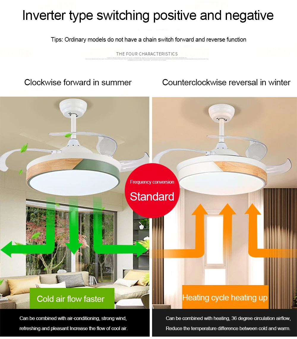 Macaron 42 inch led ceiling fan with light remote control Fans lamp bedroom home restaurant 40w Inverter Energy saving lighting