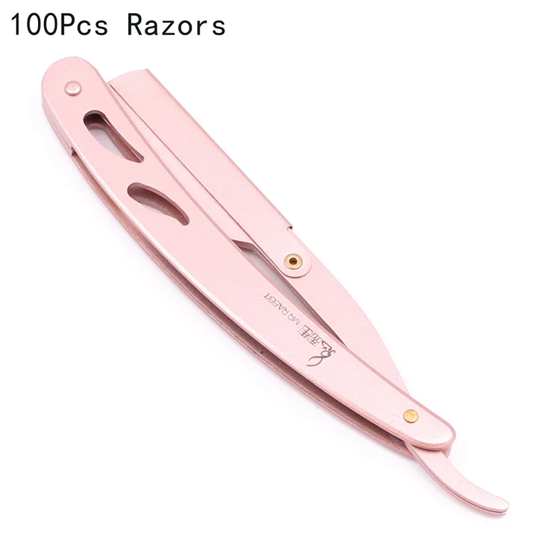 M6102 MGJin 100Pcs N 100 шт. бренд Mr Rabbit профессиональная Опасная бритва стальной складной нож для бритья инструменты для удаления волос бритвенные бритвы+ лезвия M6102 - Цвет: M6102 MGJin 100Pcs N