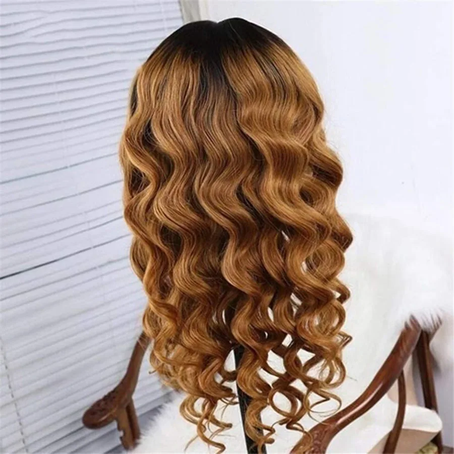 Glueless Ombre 1B/#27 13x6 кружевные передние человеческие волосы парики с детскими волосами бразильские 13 × 6 кружевные передние парики для черных женщин