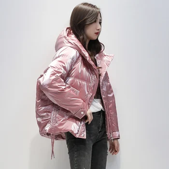 

Winter Thick Duck Down Jacket Hooded Women Short Coat Warm Pink blue Puffer Coat Female Down Parka Outerwear Waterproof