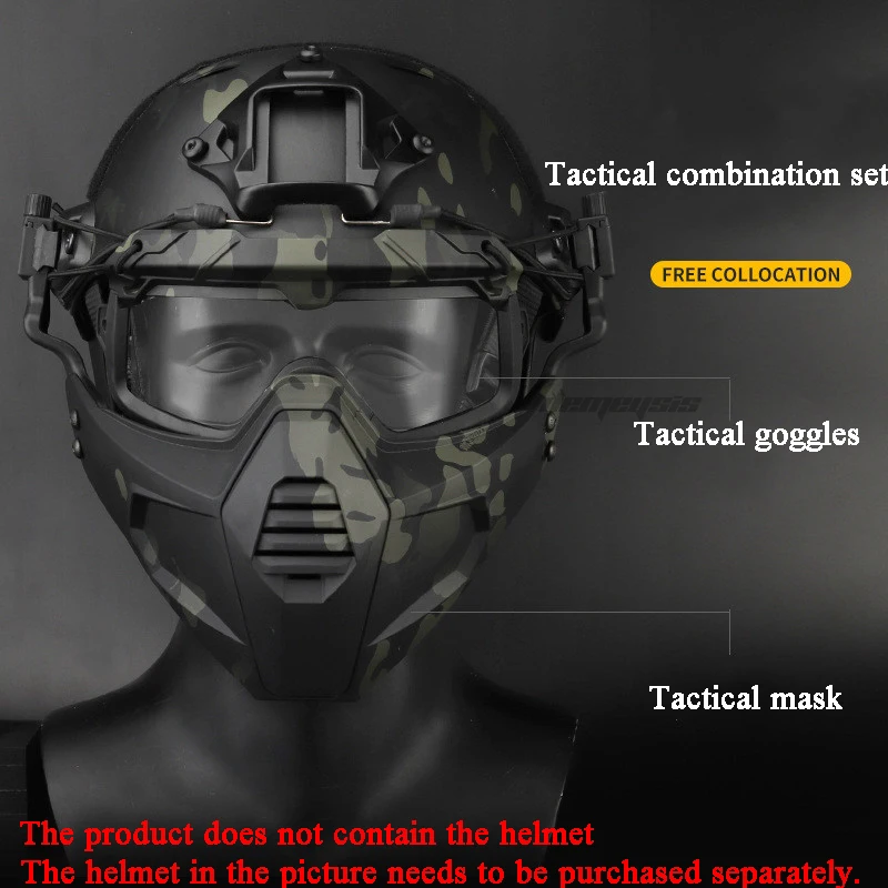 Мужская армейская тактическая маска очки стрельба Охота Защитная маска с очками Военная страйкбол Пейнтбол спортивные маски и очки
