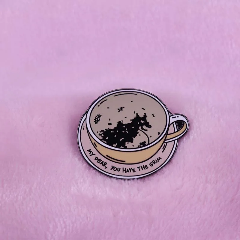 My Dear You Have the Grim Letter Coffee Cup Enamel Pin | Украшения и аксессуары