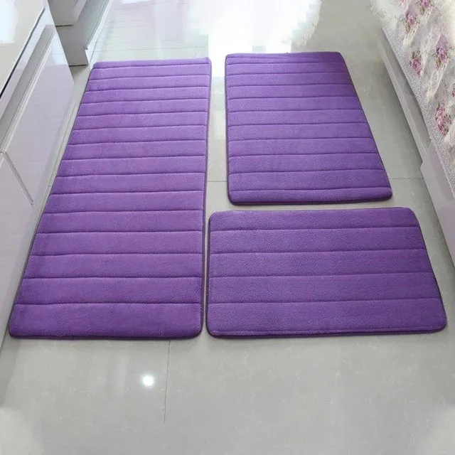 Purple 3 шт./компл. утолщаются на коврике арабских цифр для Гостиная Non-slip Ванная комната комплект коралловый флис прикроватные длинные коврик под дверь спальни 10 Цвета - Цвет: Purple