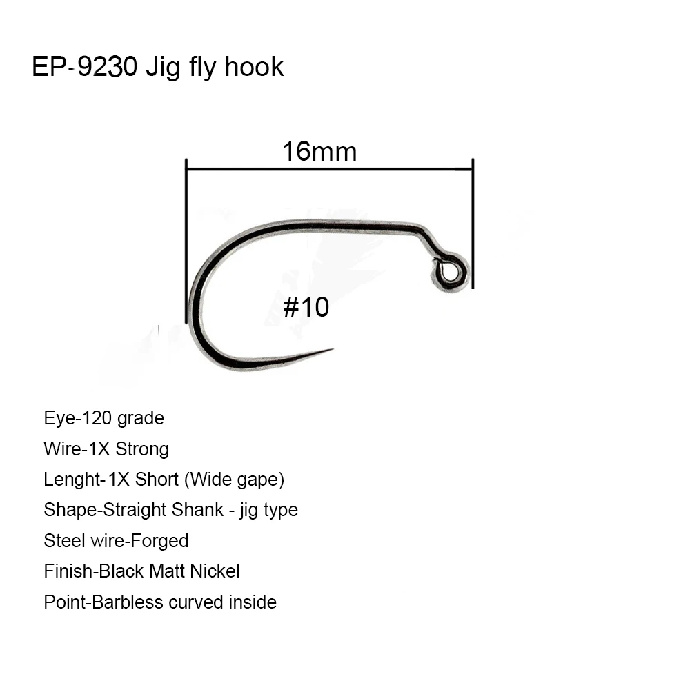 Eupheng 25 шт. 50 шт. EP-9230 джиг глаз сильная соревнование джиг Муха Крючки без колючки сухие черные рыболовные крючки для сухих мух - Цвет: 9230S10Q25PCS