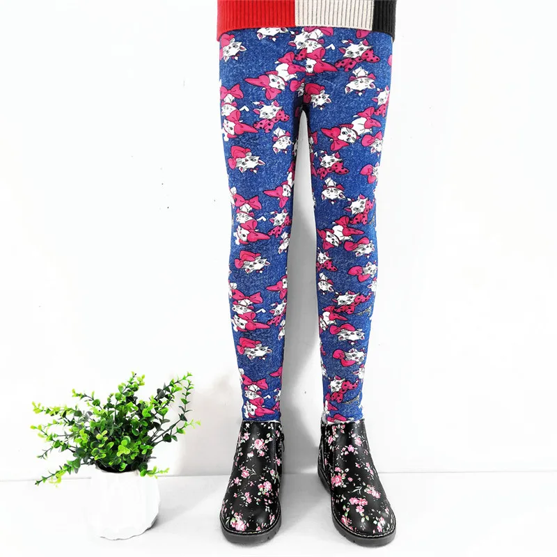 Модное, с винтажным принтом Леггинсы для девочек осень-зима вельветовые штаны больших размеров детские узкие утепленные штаны детская одежда - Цвет: Fox