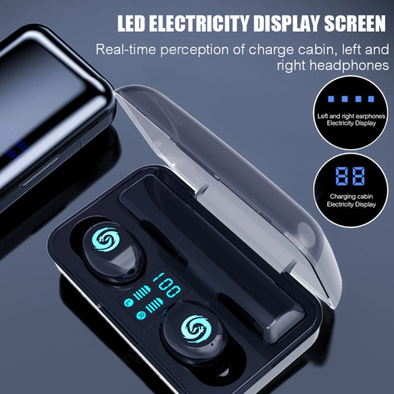 TWS 5 0 Bluetooth наушники Беспроводная гарнитура Спортивные 8D стереонаушники для