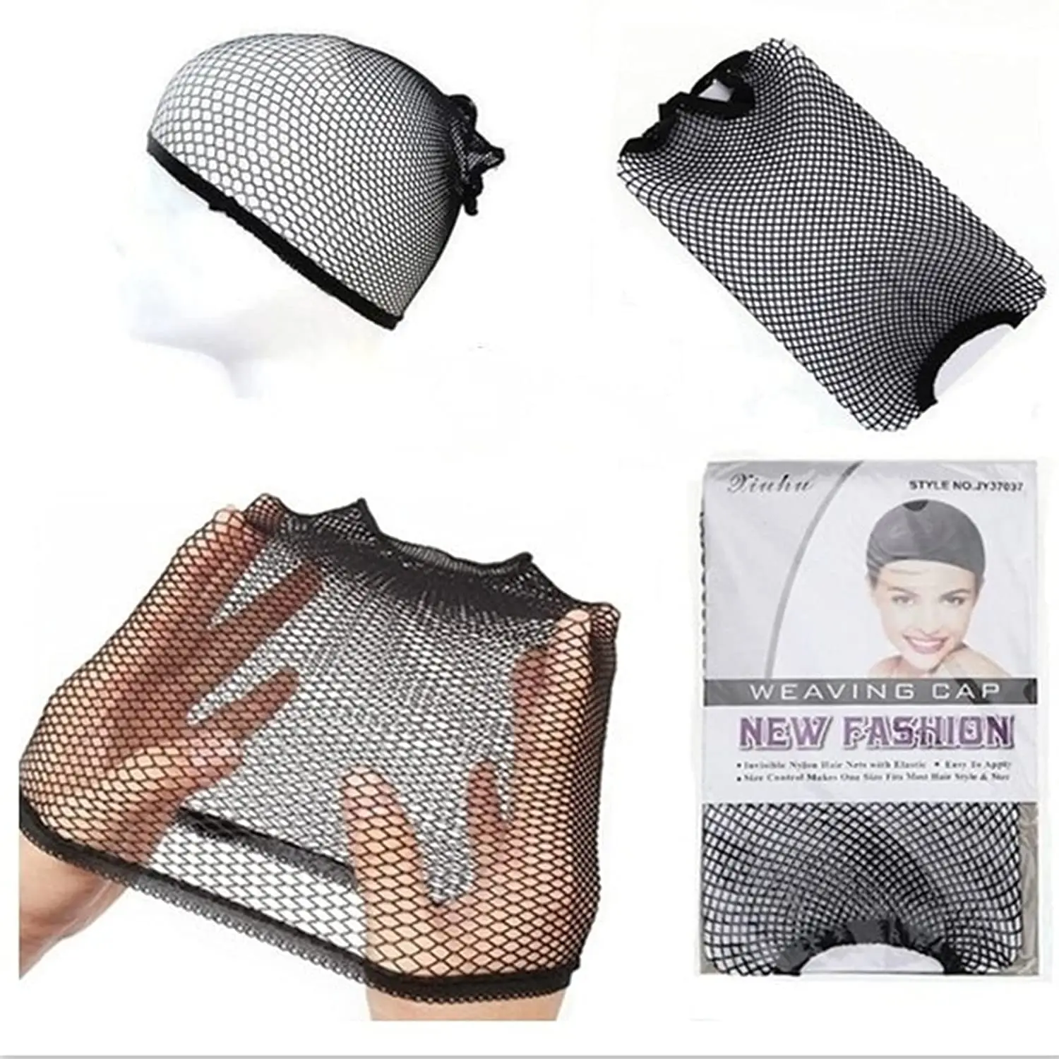 Stretchable Elastic Hair Net Black Weaving Cap Snood Mesh Wig Cap for Wigs Women Cosplay Hair Accessories image_1